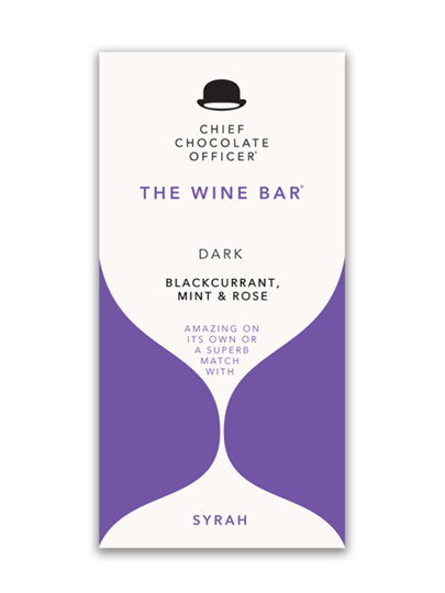 Picture of Chief Chocolate Officer Dark Chocolate Bar With Mint Crystals, Blackcurrant & Rose