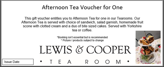 Picture of Afternoon Tea Voucher for One 
